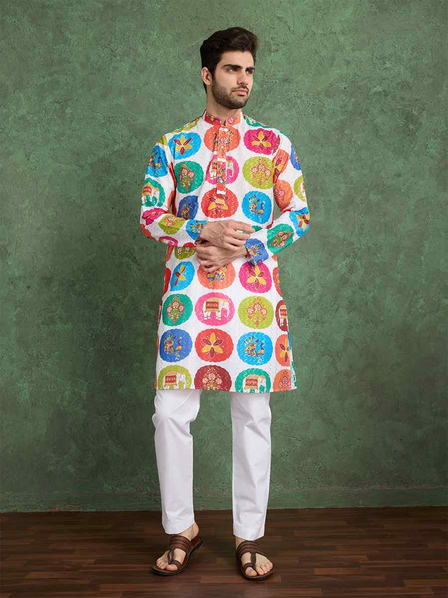 Yellow Georgette Printed Festival Party Kurta