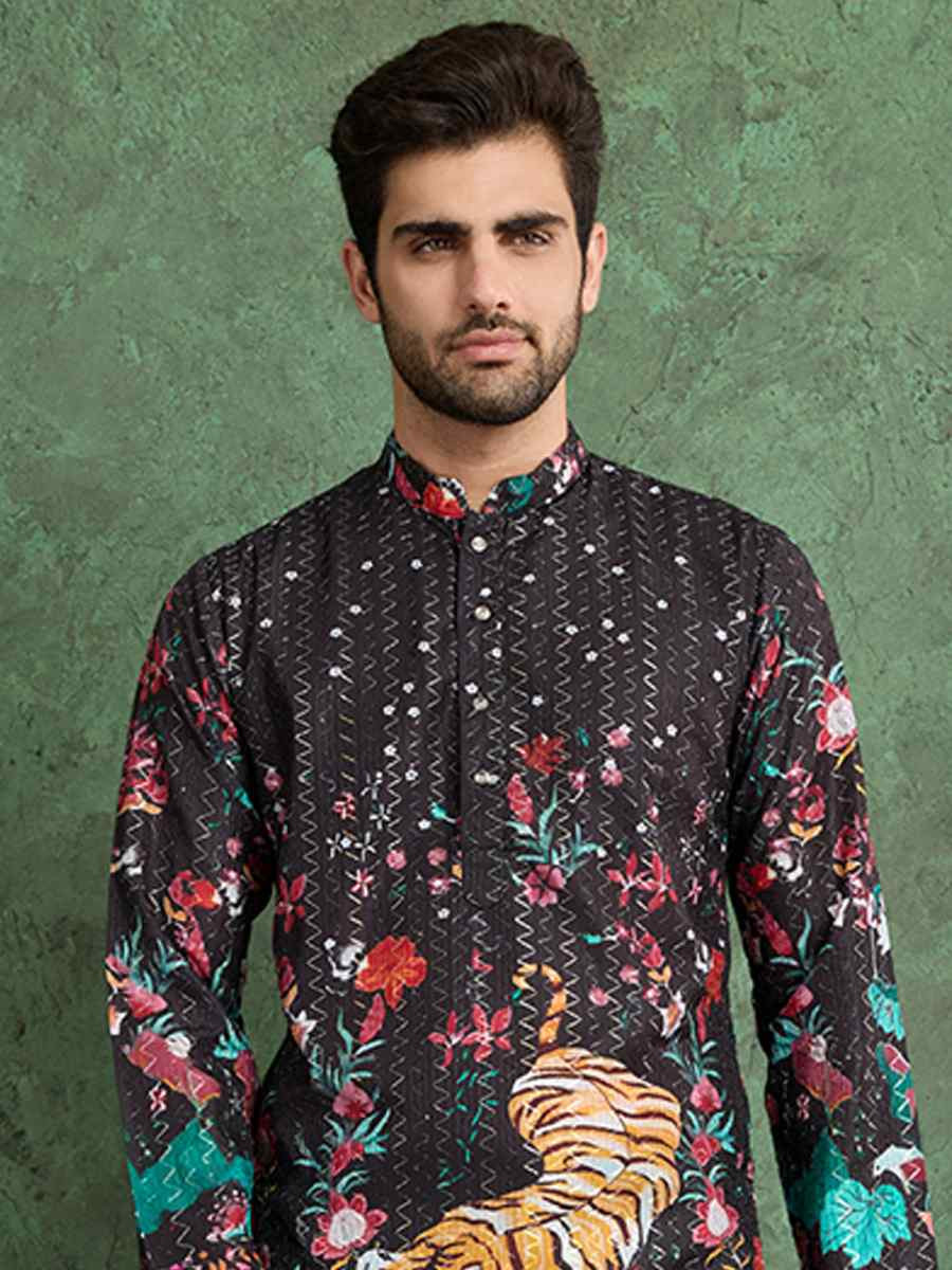 Yellow Georgette Printed Festival Party Kurta