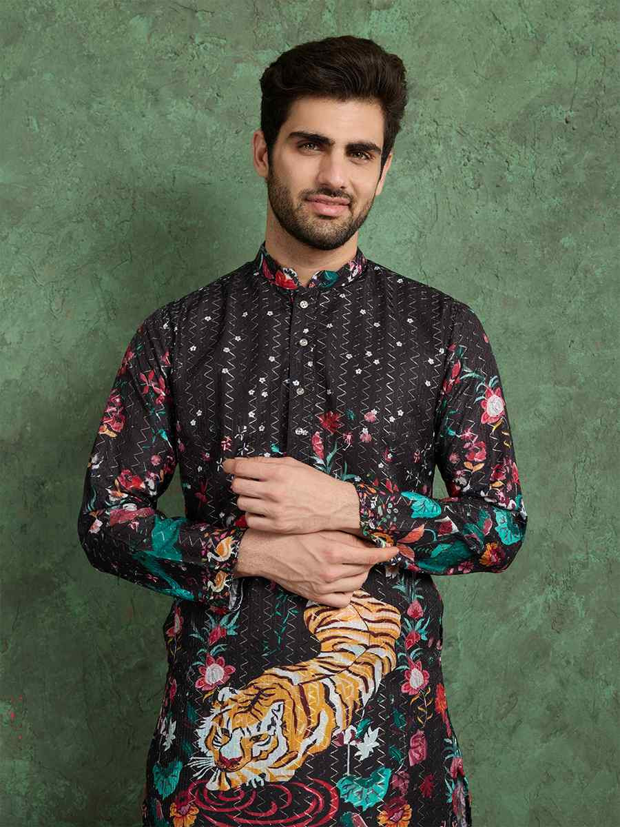 Yellow Georgette Printed Festival Party Kurta