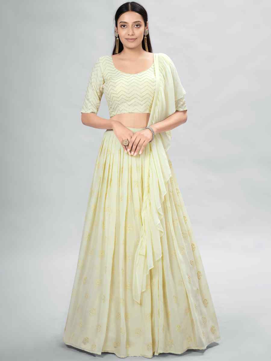 Yellow Georgette Sequins Festival Party Wear Circular Lehenga Choli