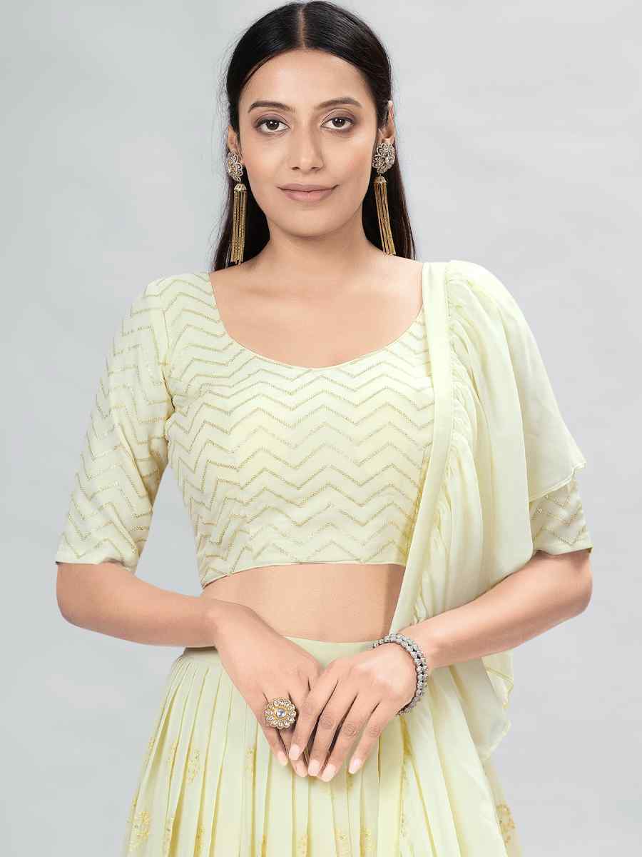 Yellow Georgette Sequins Festival Party Wear Circular Lehenga Choli