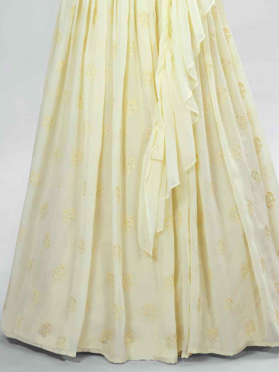 Yellow Georgette Sequins Festival Party Wear Circular Lehenga Choli