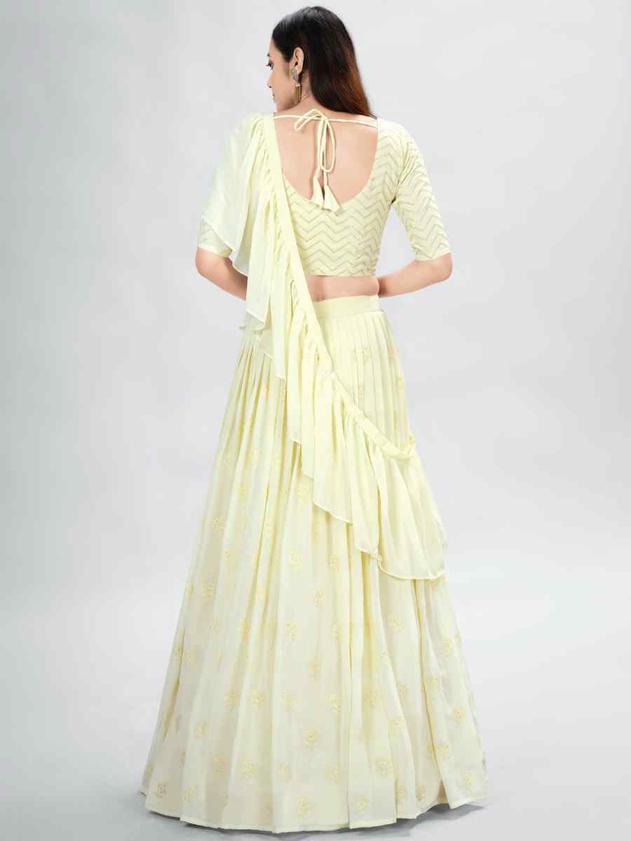 Yellow Georgette Sequins Festival Party Wear Circular Lehenga Choli