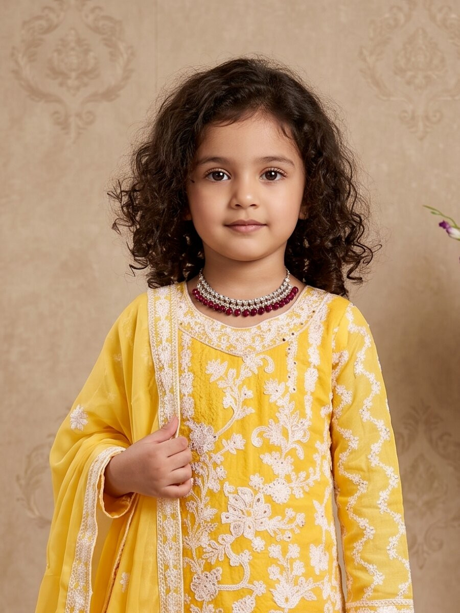 Yellow Heavy fox georgette Embroidered Ethnic Casual Festival Party Wedding Salwars Girls Wear