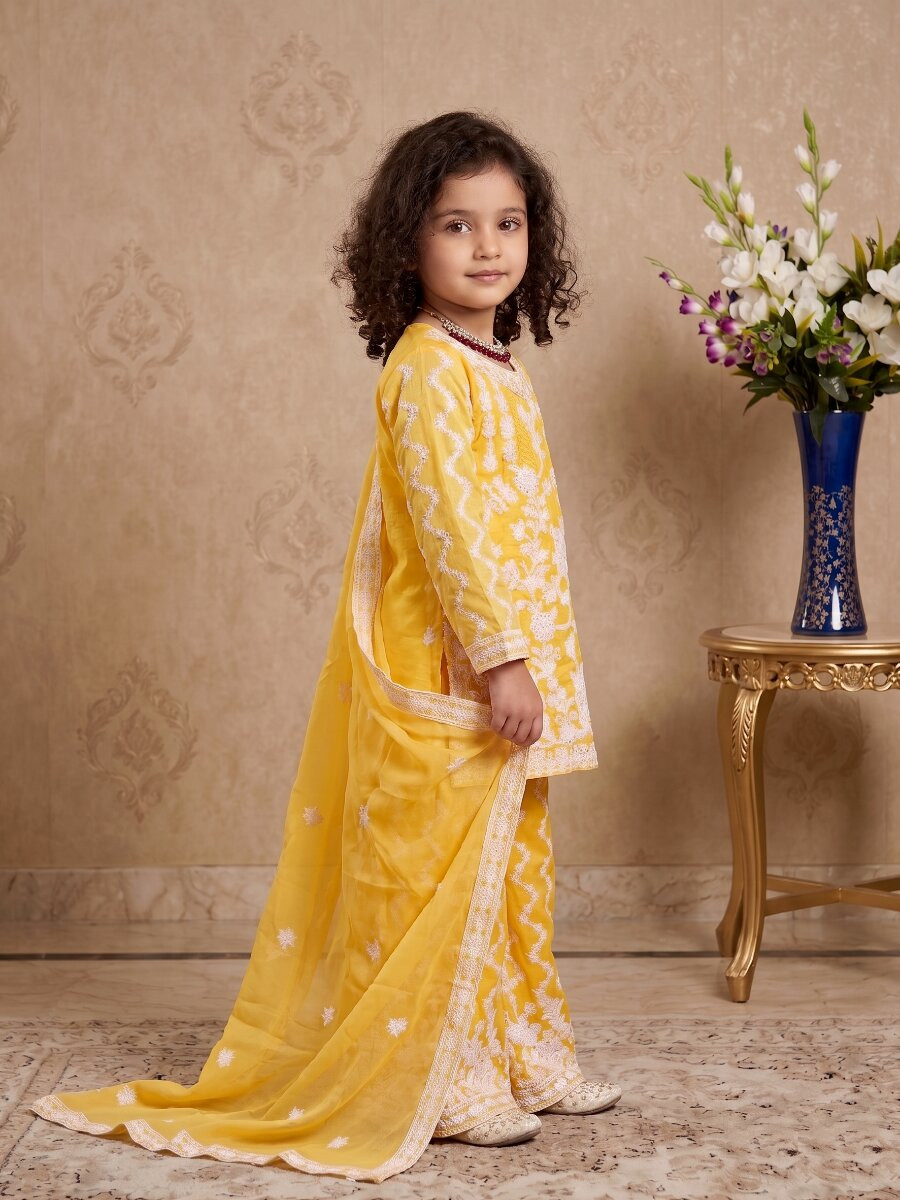 Yellow Heavy fox georgette Embroidered Ethnic Casual Festival Party Wedding Salwars Girls Wear