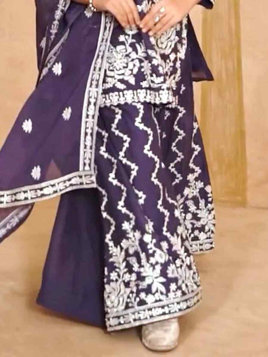 Yellow Heavy Fox Georgette Embroidered Wedding Festival