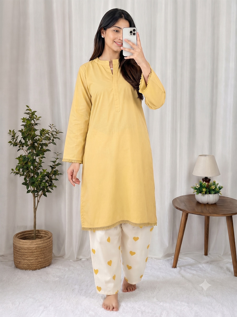 Yellow Heavy Rayon cotton Plain Lace Work Wedding Party Festival Casual Ready Kurti Bottom Women Wear