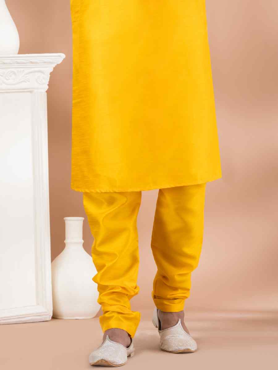 Yellow Mono Printed Festival Casual Kurta