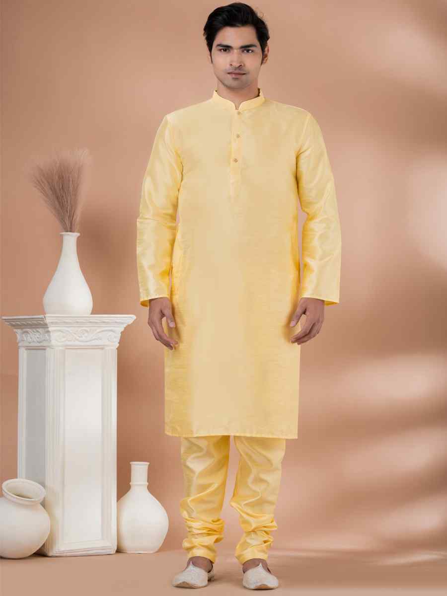 Yellow Mono Printed Festival Casual Kurta