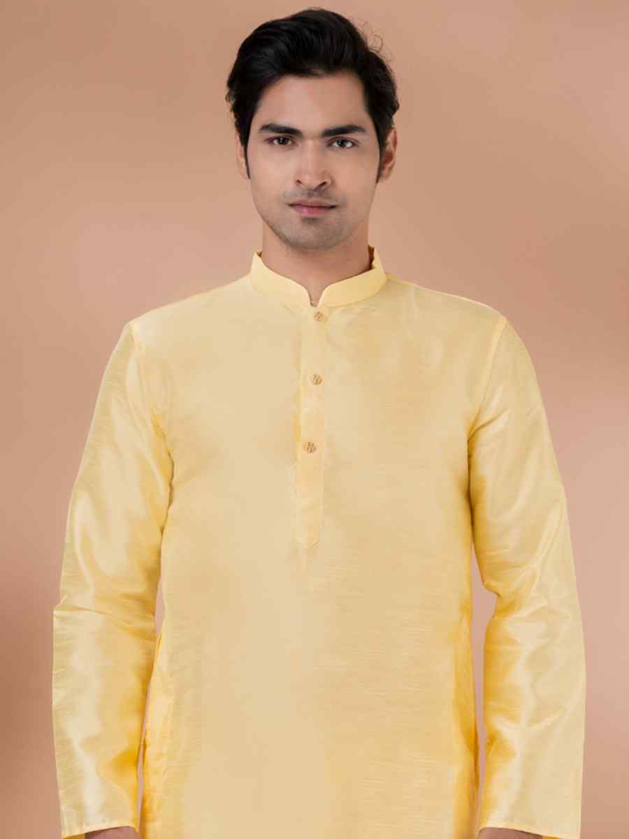 Yellow Mono Printed Festival Casual Kurta