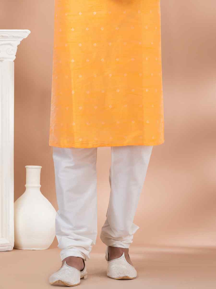 Yellow Mono Printed Festival Casual Kurta