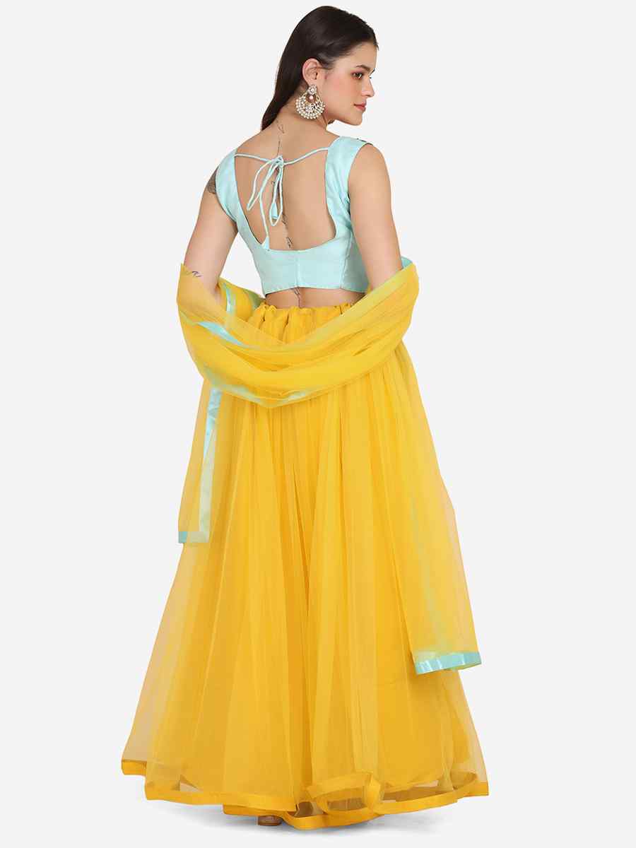 Yellow Net Embroidered Festival Party Wear Circular Lehenga Choli