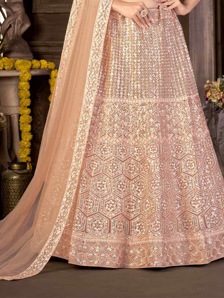 Yellow Net Embroidered Wedding Festival Heavy Border Lehenga Choli