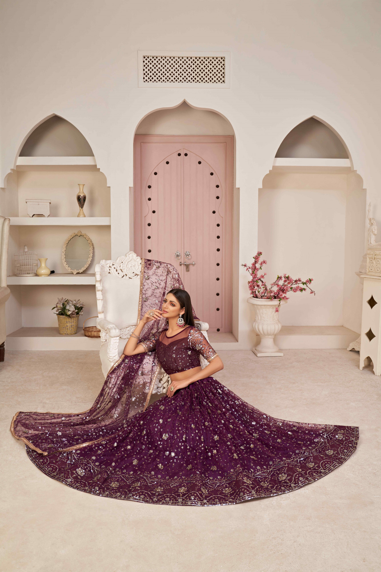 Yellow Net Embroidered Wedding Reception Festival Heavy Border Lehenga Choli