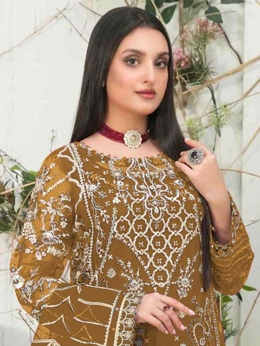 Yellow Organza Embroidered Festival Wedding Pant Salwar Kameez