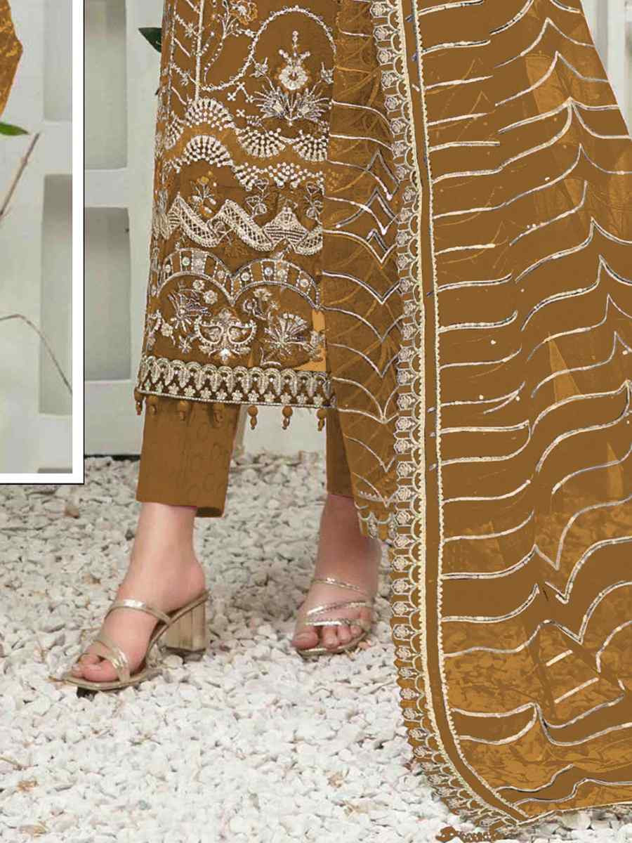 Yellow Organza Embroidered Festival Wedding Pant Salwar Kameez