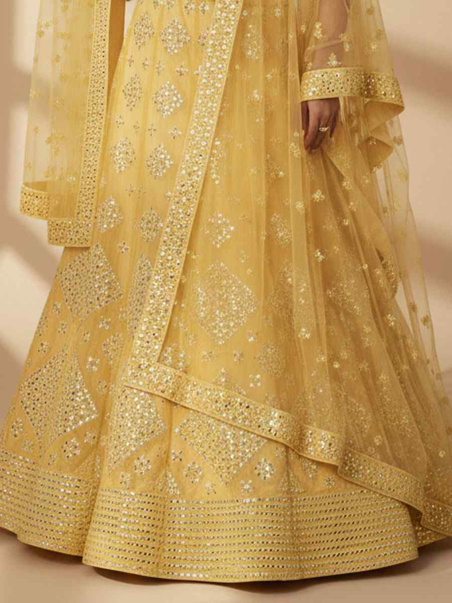 Yellow Organza Embroidered Wedding Reception Festival Heavy Border Lehenga Choli