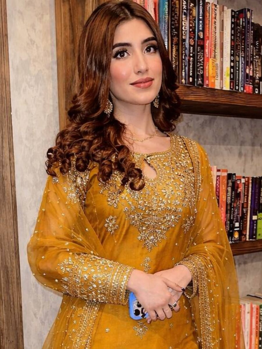 Yellow Organza silk Embroidery Zari Sequins Wedding Party Festival Casual Ready Palazzo Pant Salwar Kameez