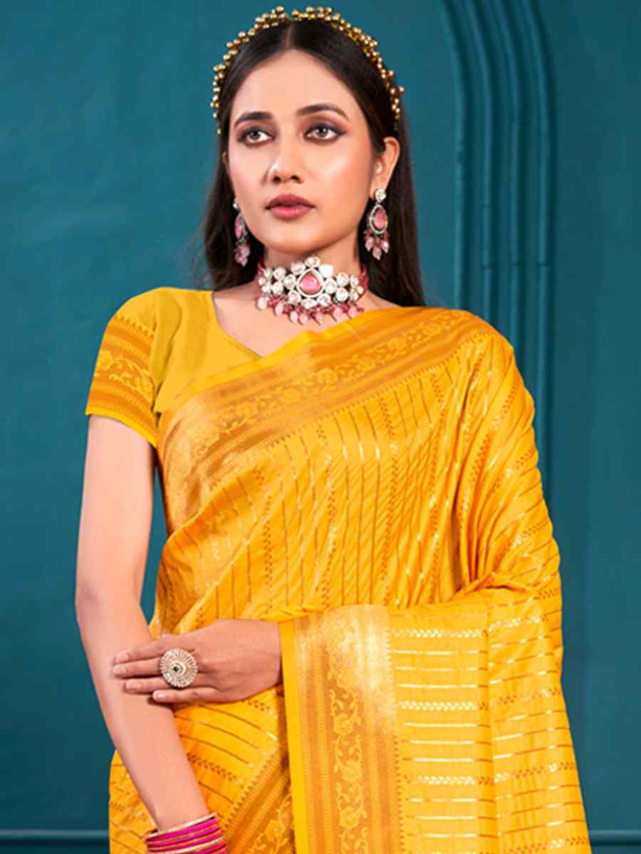 Yellow Paithani Silk Handwoven Wedding Festival Heavy Border Saree