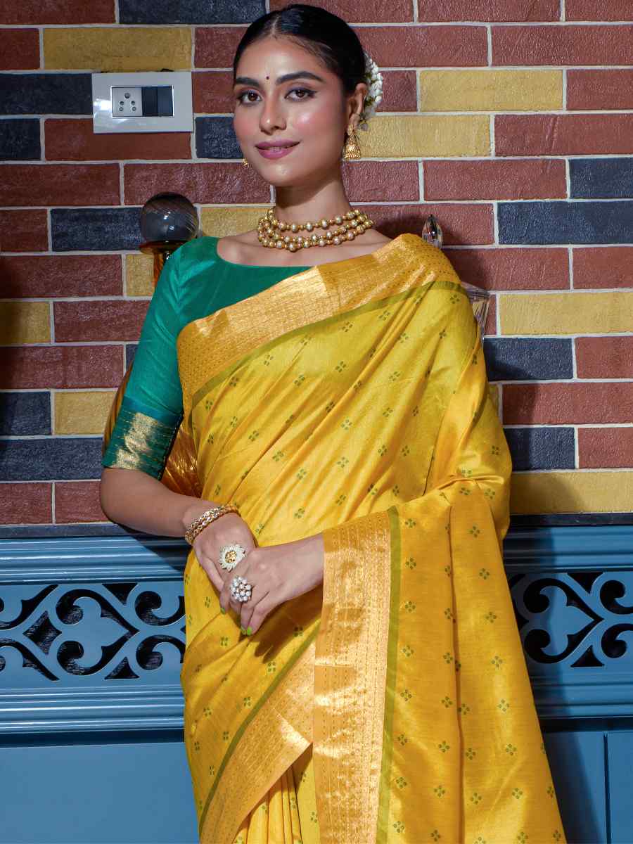 Yellow Paithani Silk Handwoven Wedding Festival Heavy Border Saree