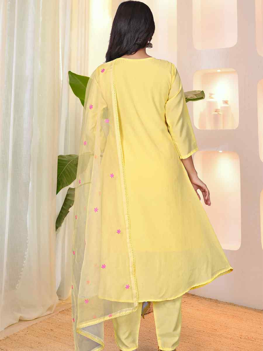Yellow Parampara Silk Embroidery Party Wedding Festival Casual Ready Pant Salwar Kameez
