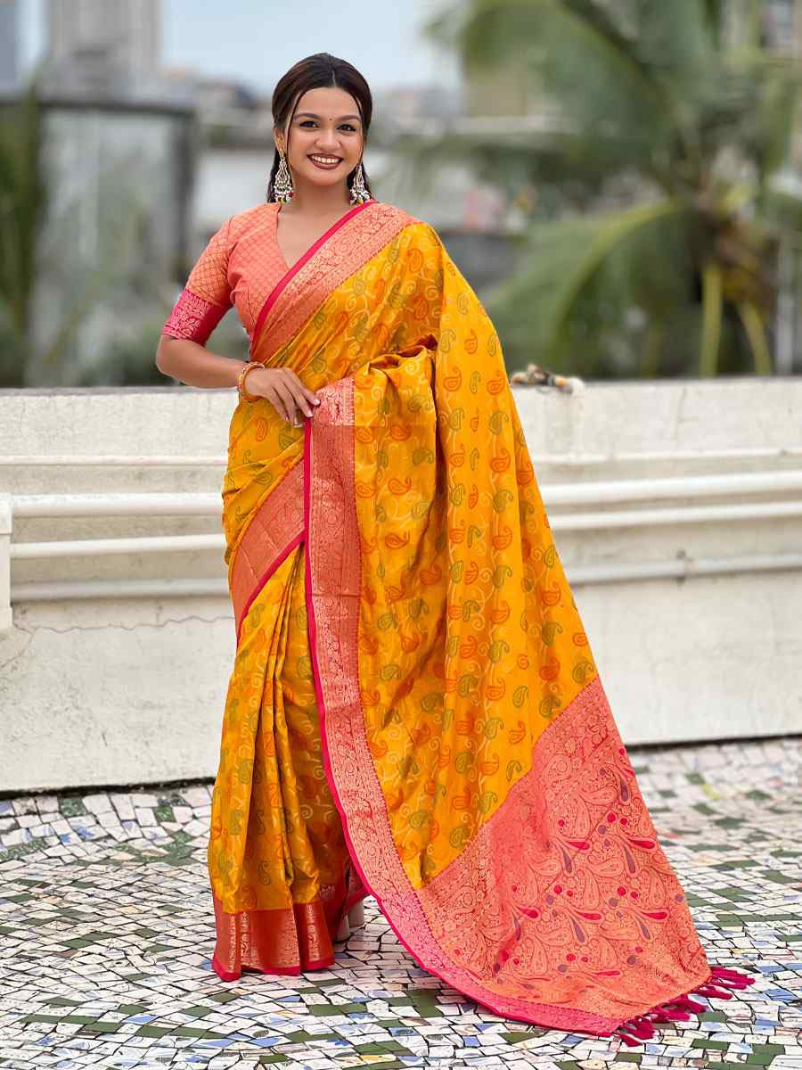 Yellow Patola Silk Handwoven Casual Reception Festival Wedding Fancy Classic Style Sarees