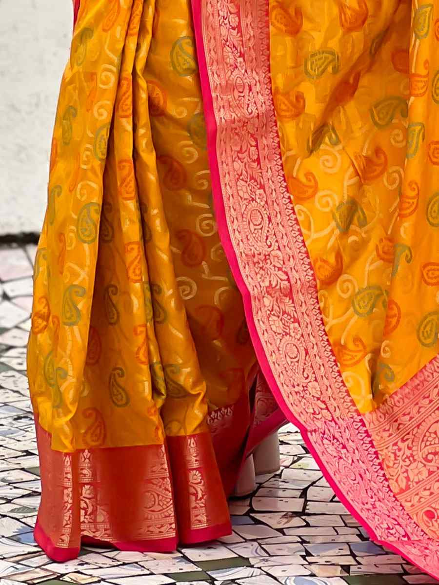 Yellow Patola Silk Handwoven Casual Reception Festival Wedding Fancy Classic Style Sarees