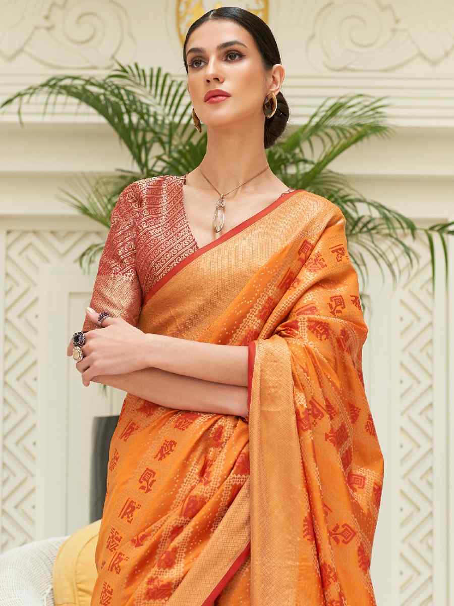 Yellow Patola Silk Handwoven Party Festival Heavy Border Saree