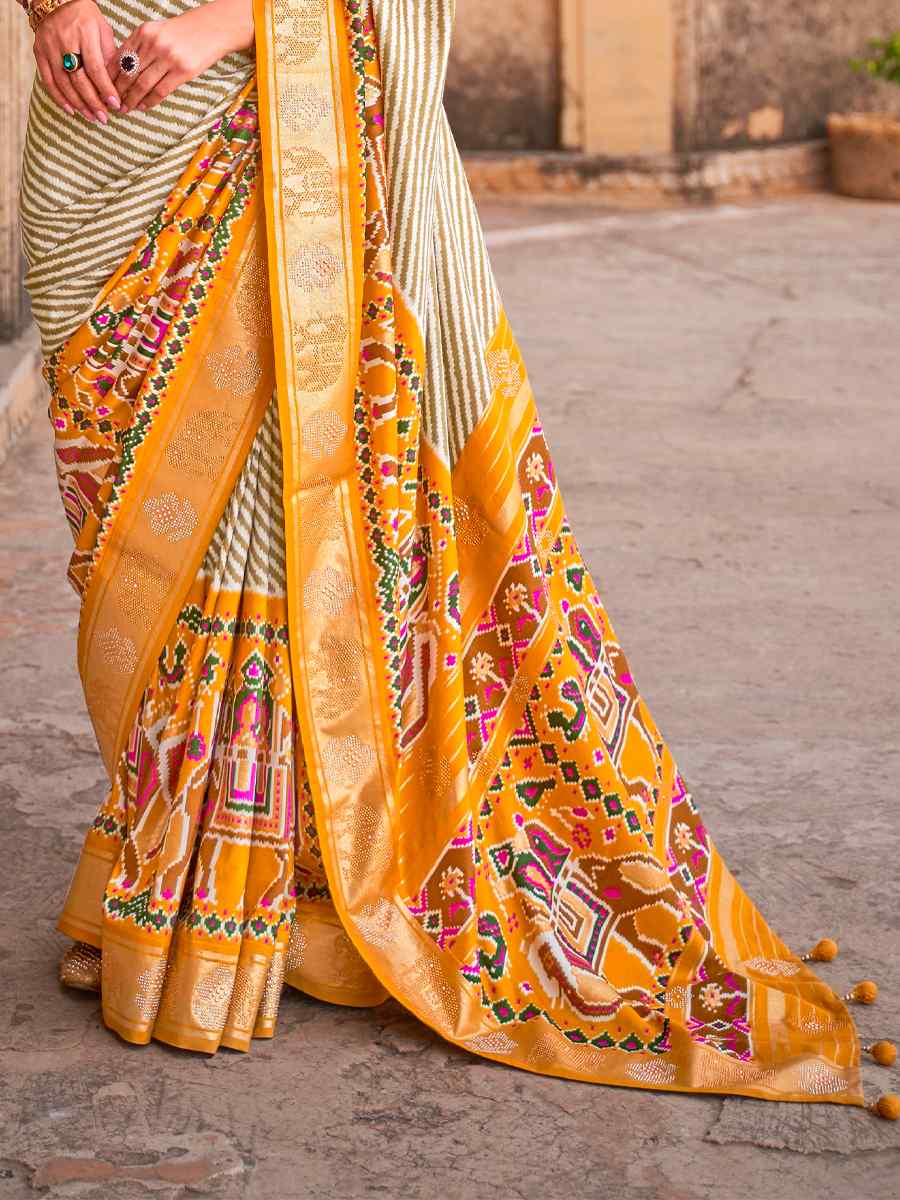 Yellow Patola Silk Printed Party Festival Contemporary Saree