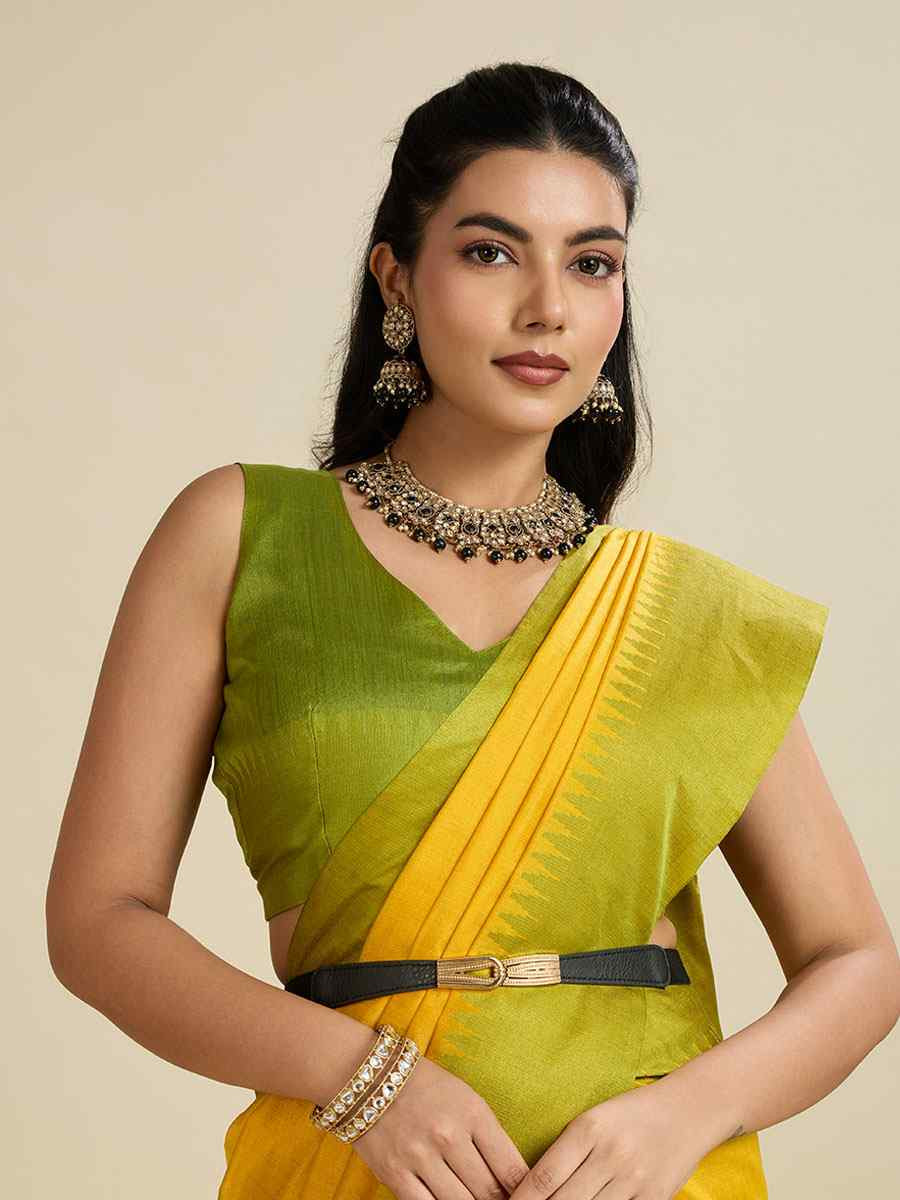 Yellow Premium Khadi Raw Silk Zari Handwoven Casual Reception Festival Wedding Fancy Classic Style Sarees