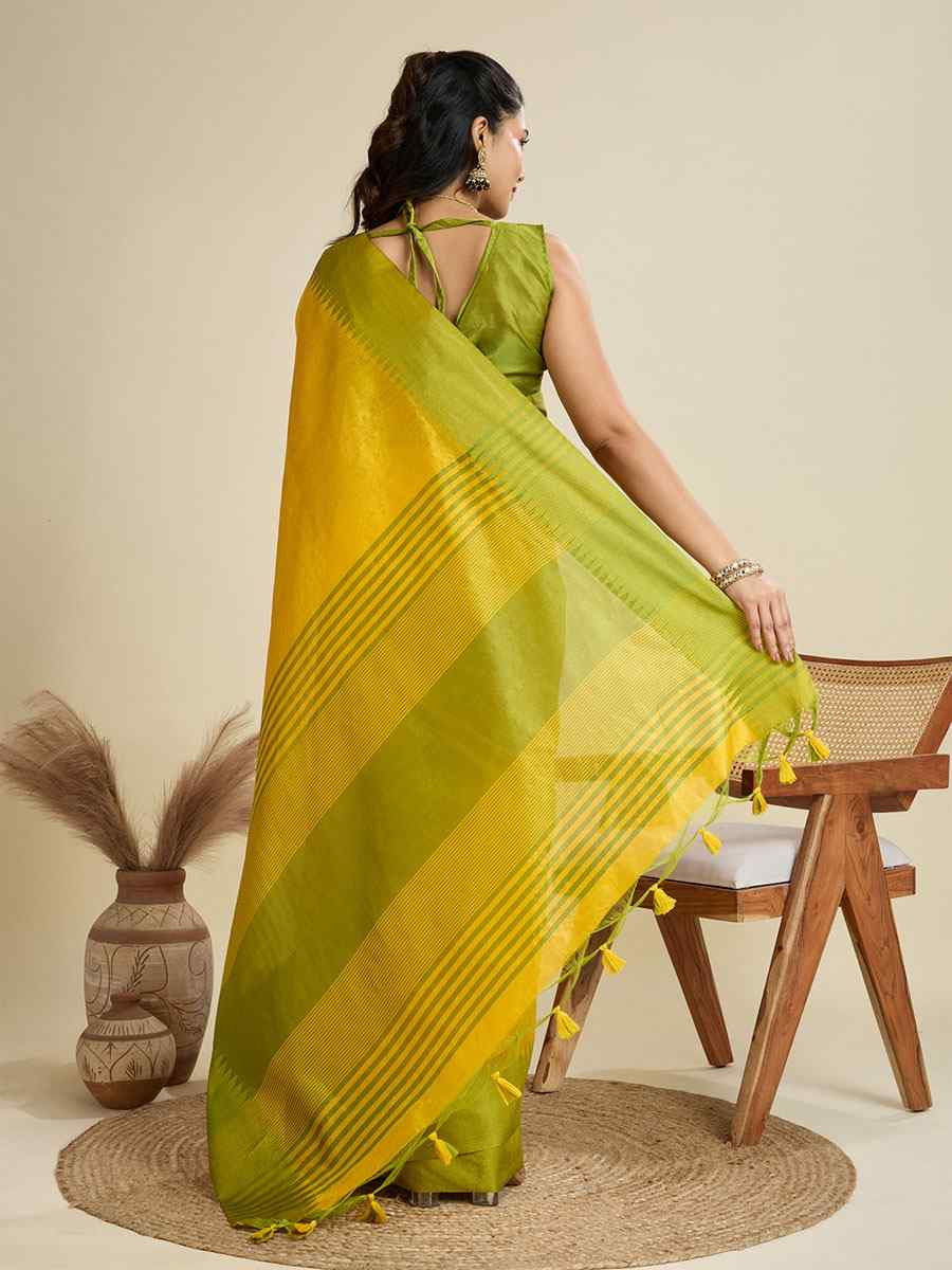 Yellow Premium Khadi Raw Silk Zari Handwoven Casual Reception Festival Wedding Fancy Classic Style Sarees