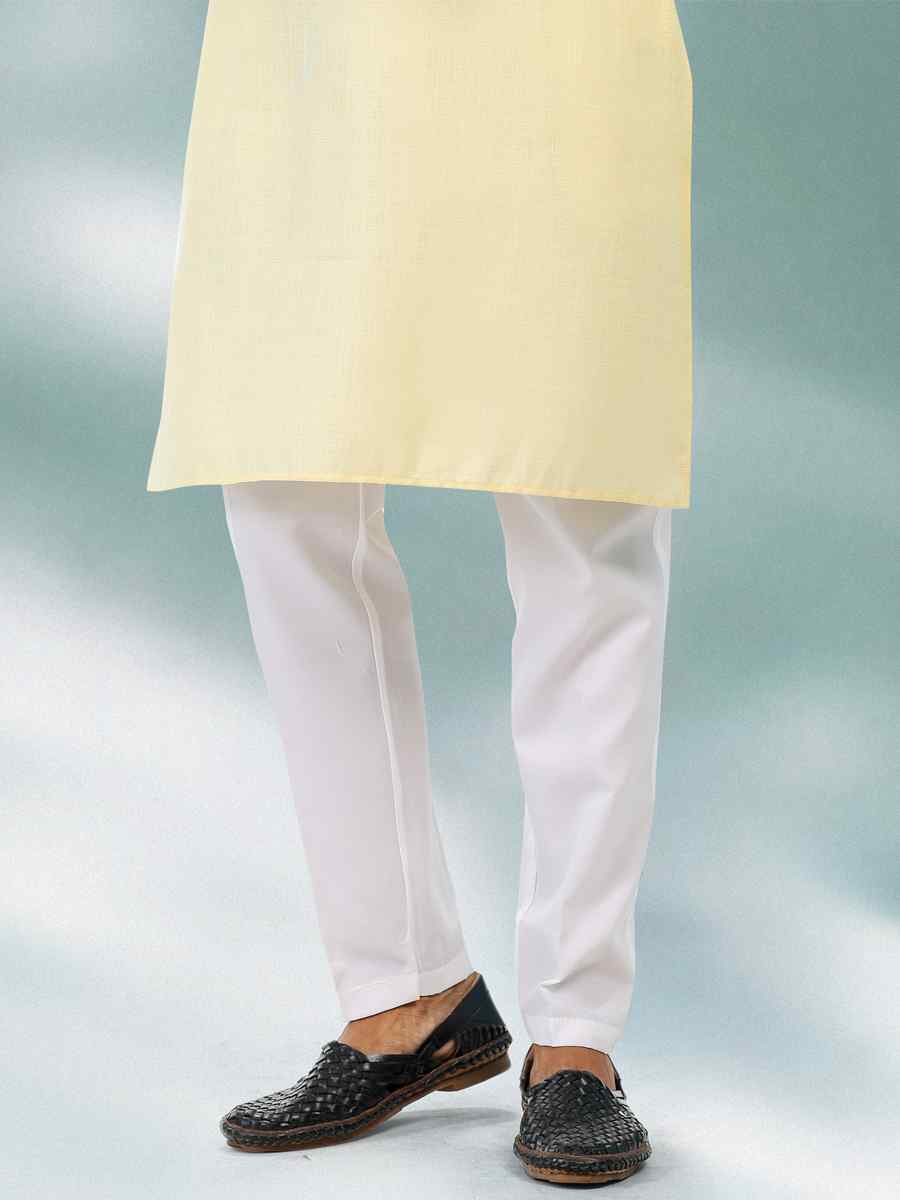 Yellow Premium Linen Cotton Woven Festival Party Kurta