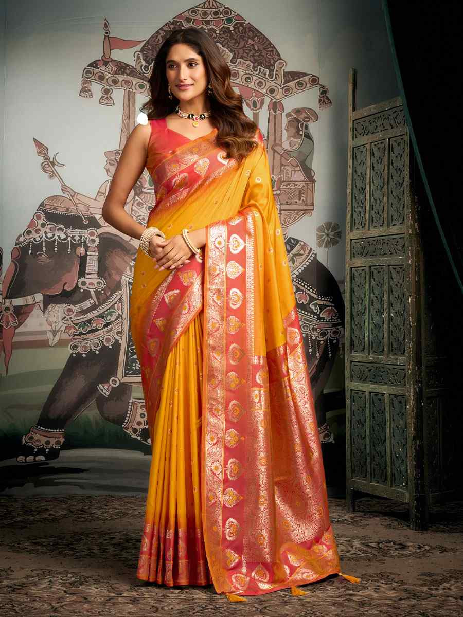 Yellow Premium Soft Silk Handwoven Traditional Casual Reception Festival Wedding Fancy Heavy Border Saree