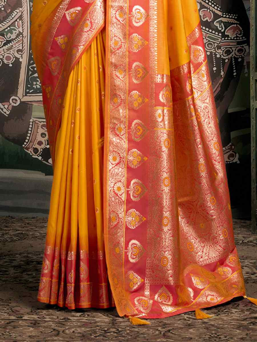 Yellow Premium Soft Silk Handwoven Traditional Casual Reception Festival Wedding Fancy Heavy Border Saree