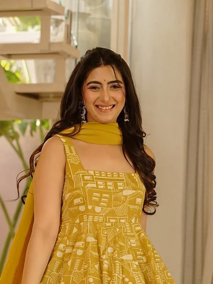 Yellow Printed Wedding Party Festival Casual Ready Anarkali Pant Salwar Kameez