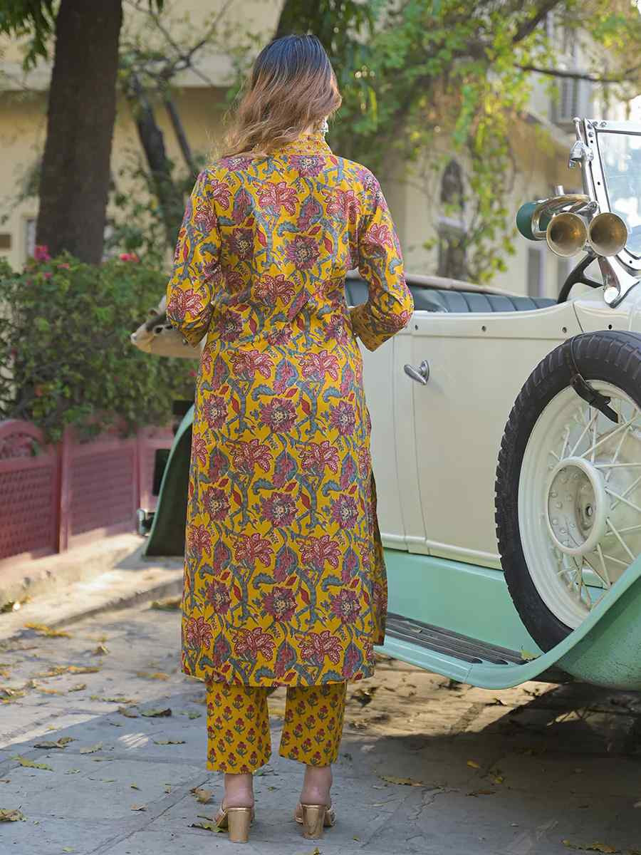 Yellow Pure Cotton Embroidery Party Wedding Festival Casual Ready Pant Salwar Kameez