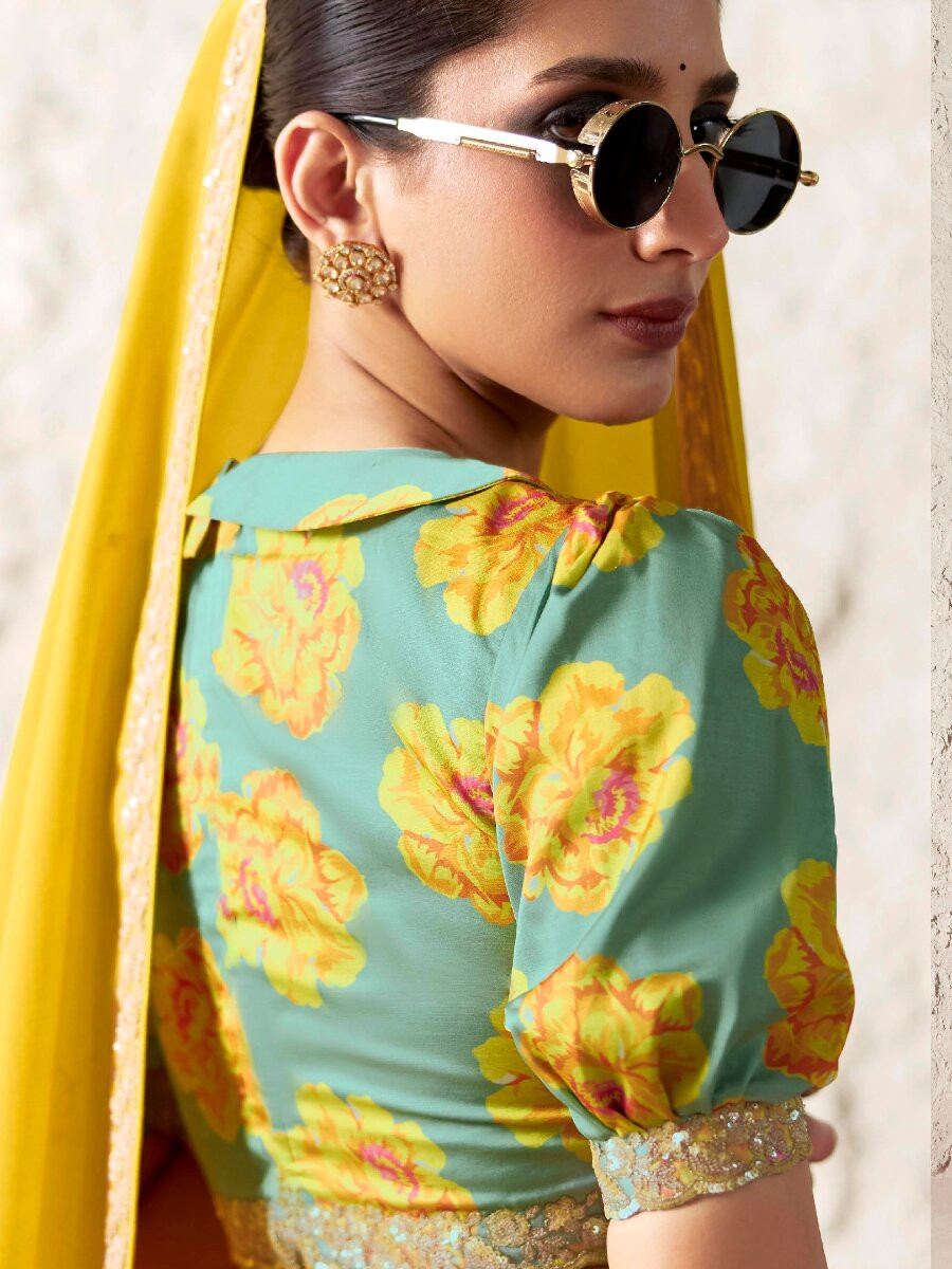 Yellow Pure Fancy Tissue Silk Zari Sequins Wedding Reception Party Festival Heavy Border Sarees