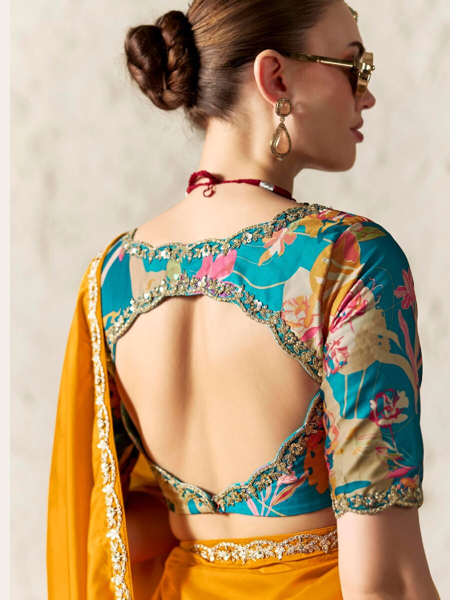 Yellow Pure Fancy Tissue Silk Zari Sequins Wedding Reception Party Festival Heavy Border Sarees