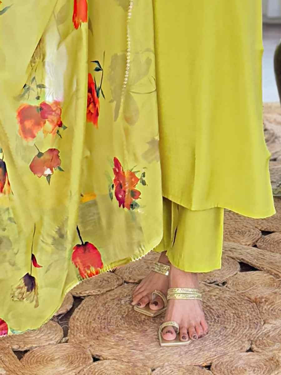 Yellow Rayon Embroidery Party Wedding Festival Casual Ready Pant Salwar Kameez