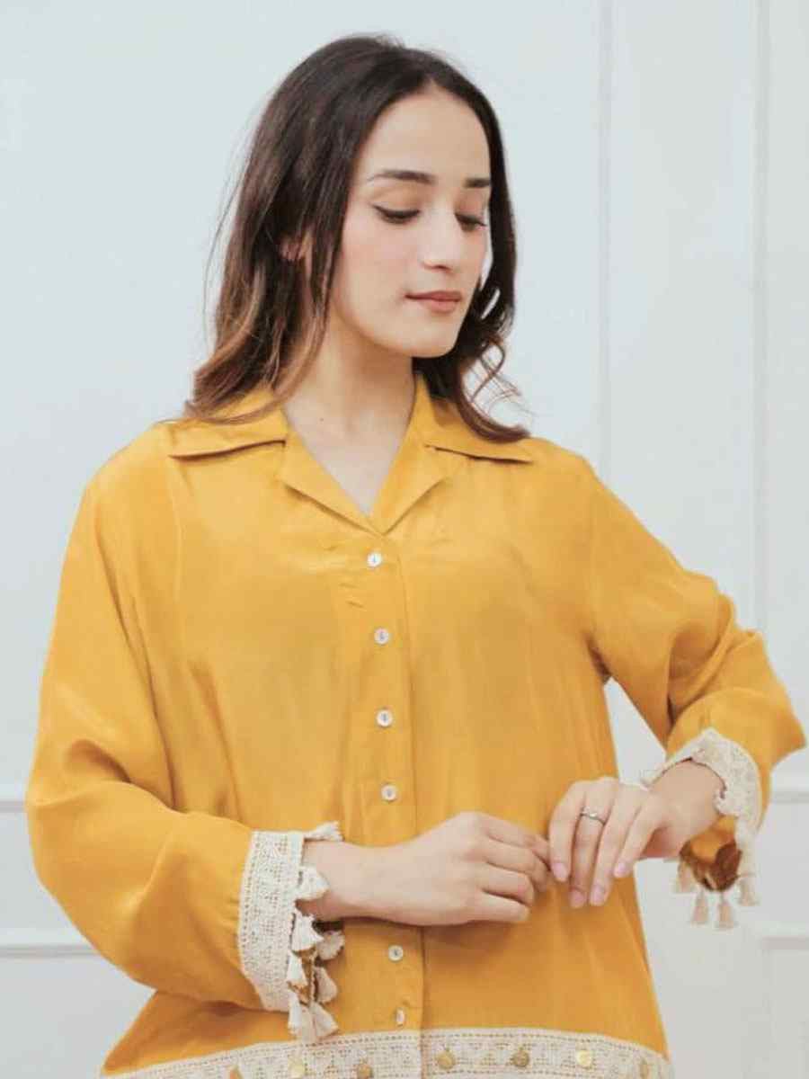 Yellow Rayon Printed Festival Casual Kurti Bottom Women Wear