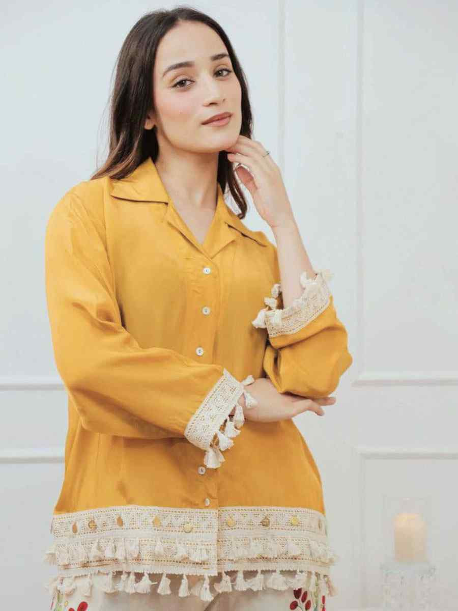 Yellow Rayon Printed Festival Casual Kurti Bottom Women Wear