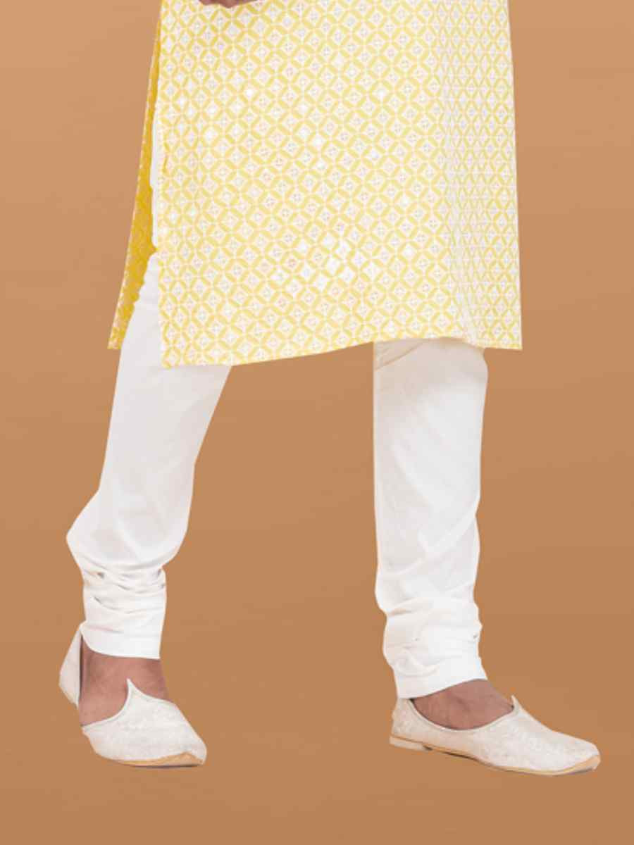 Yellow Rayon Printed Festival Wedding Kurta Pyjama Men039s Wear