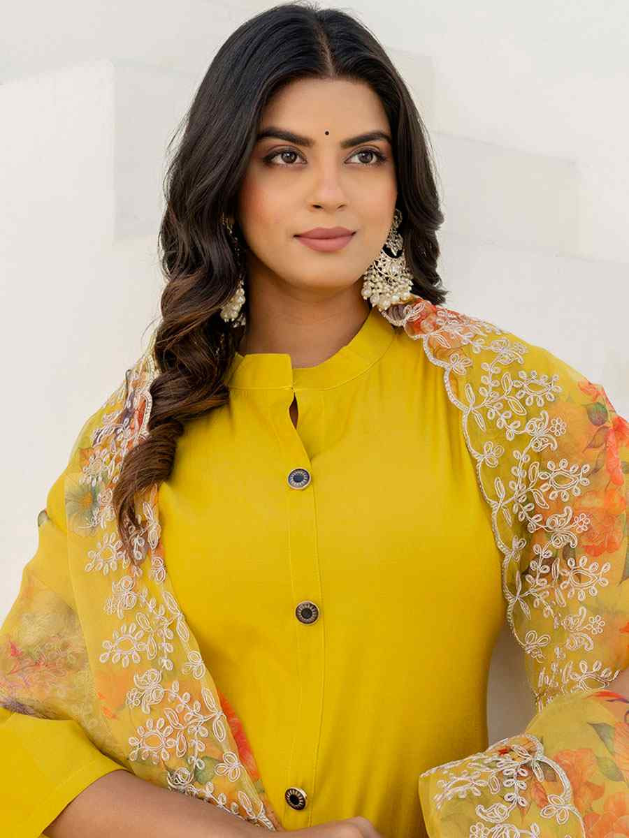 Yellow Shimmer Silk Embroidery Party Wedding Festival Casual Ready Pant Salwar Kameez