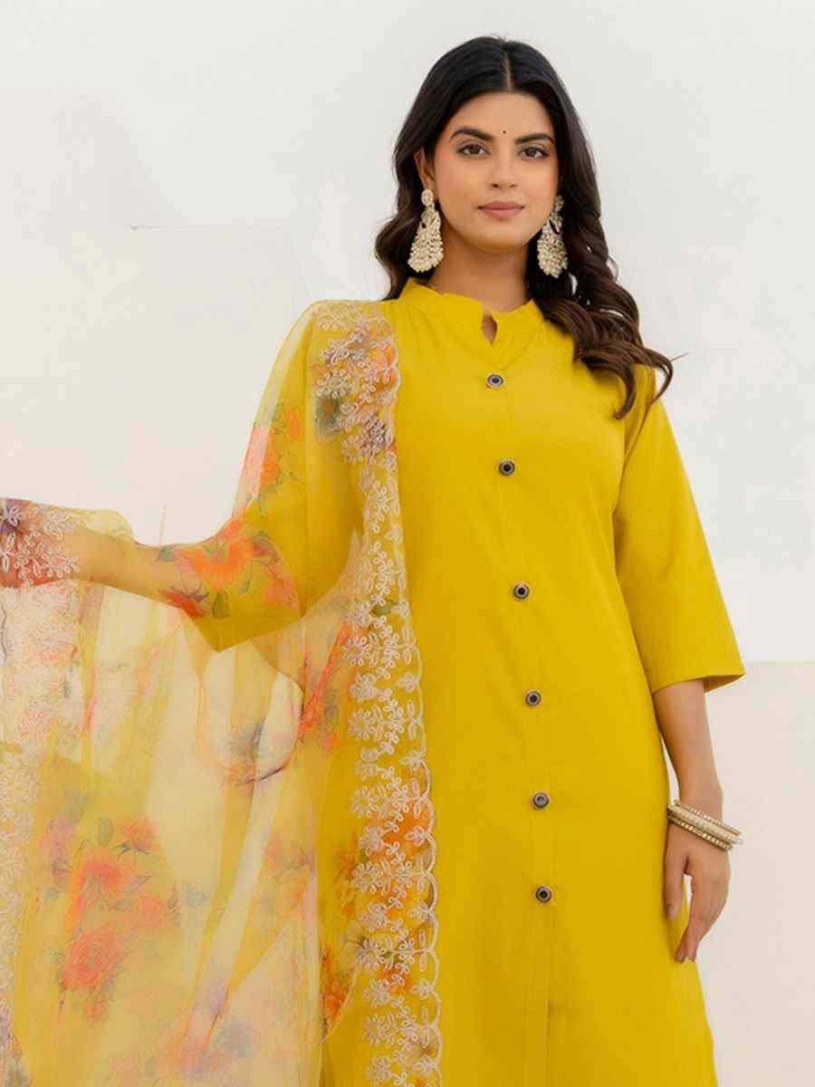 Yellow Shimmer Silk Embroidery Party Wedding Festival Casual Ready Pant Salwar Kameez
