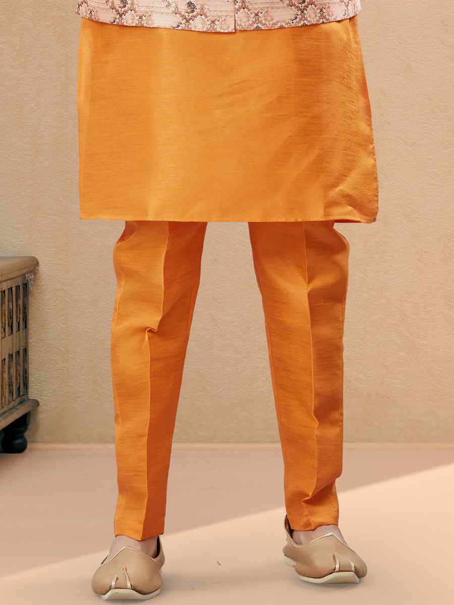 Yellow Silk Dupion Woven Festival Party Kurta