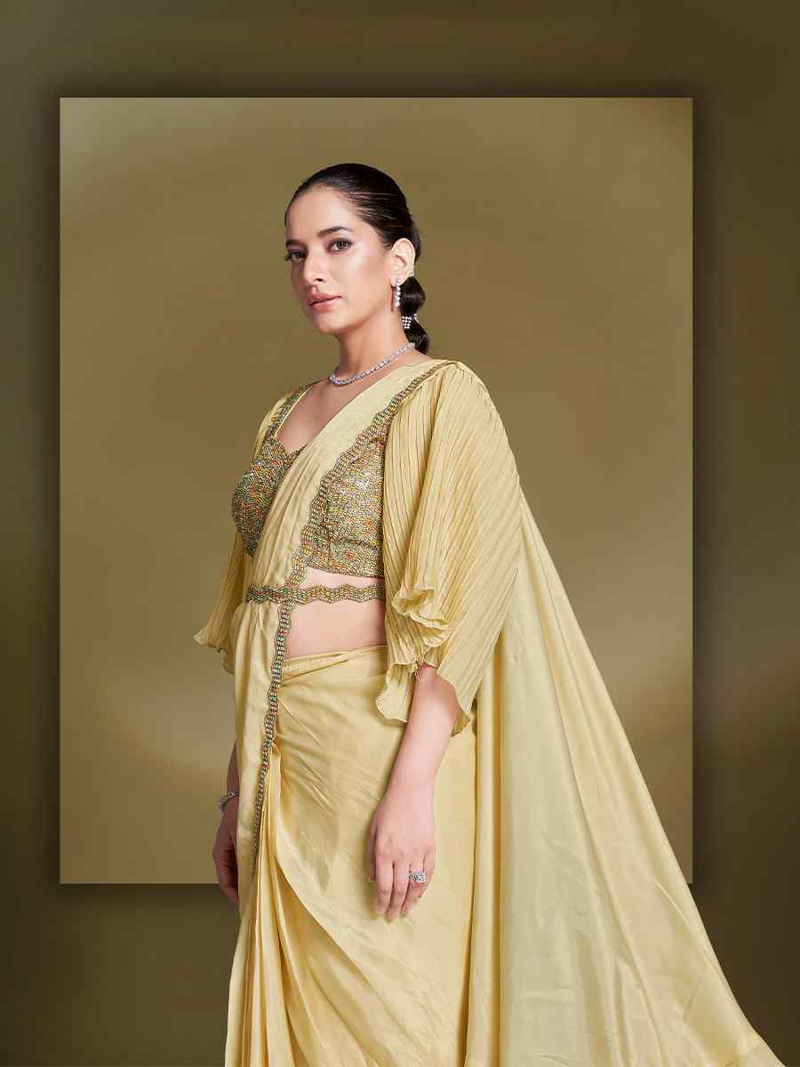 Yellow Silk Embroidered Festival Wedding Fancy Heavy Border Saree