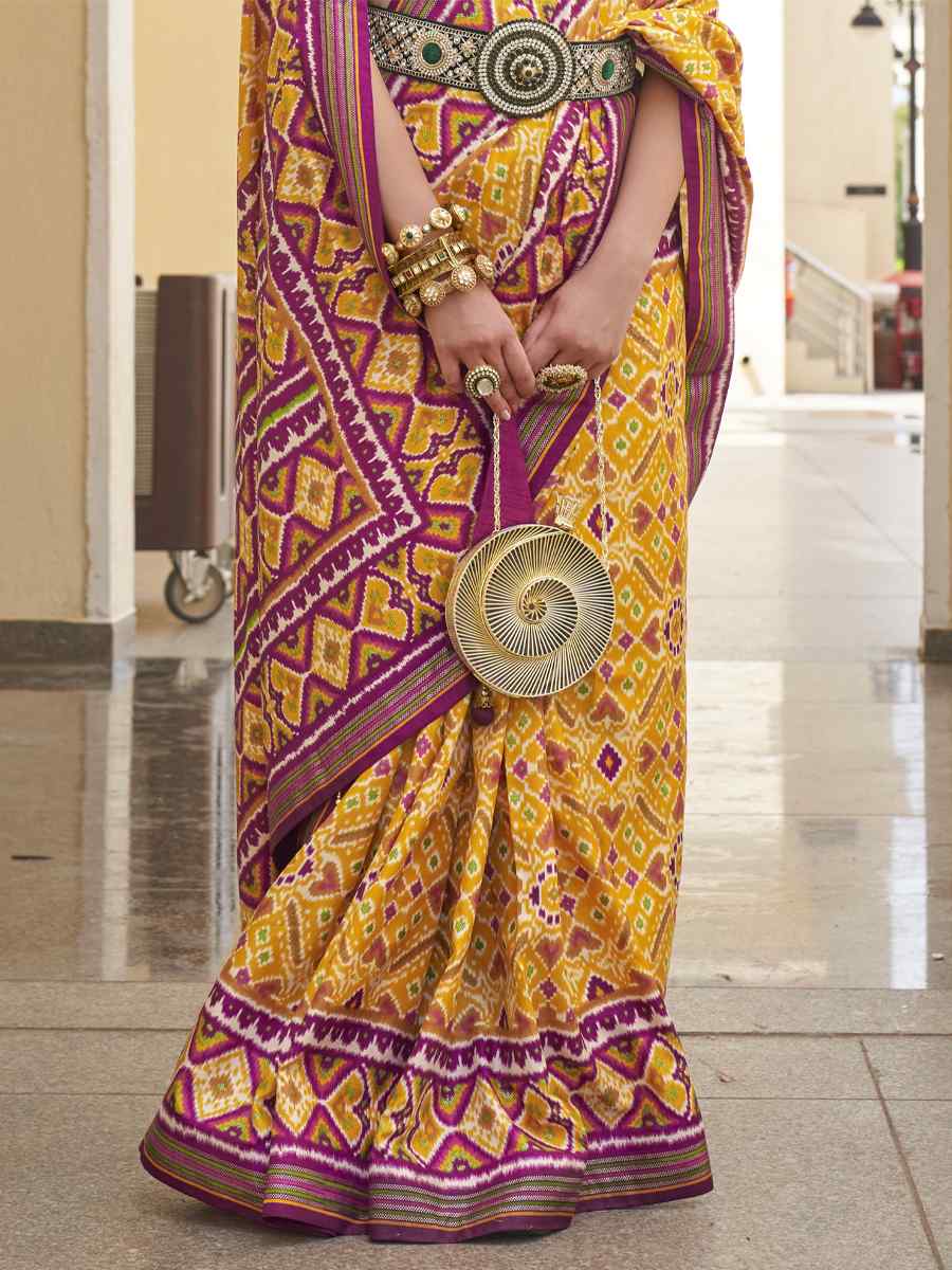 Yellow Silk Handwoven Casual Festival Classic Style Saree