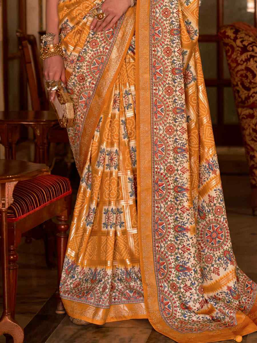 Yellow Silk Handwoven Casual Festival Heavy Border Saree