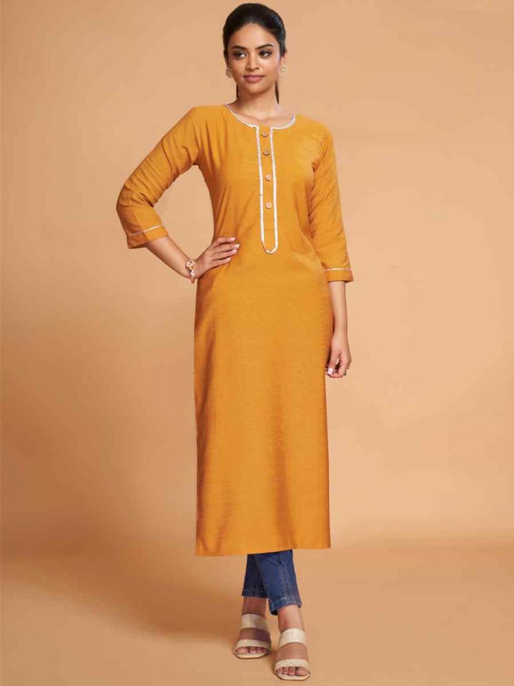 Yellow Silk Handwoven Festival Casual Kurti
