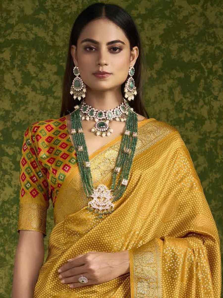 Yellow Silk Handwoven Festival Wedding Fancy Heavy Border Saree